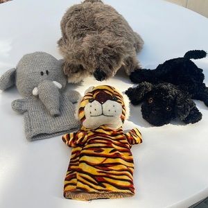 Tiger, Elephant, Dog & Koala Hand Puppets